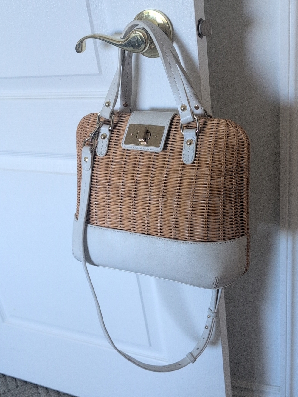 Kate Spade Woven Satchel with White Trim - Picture 7 of 7
